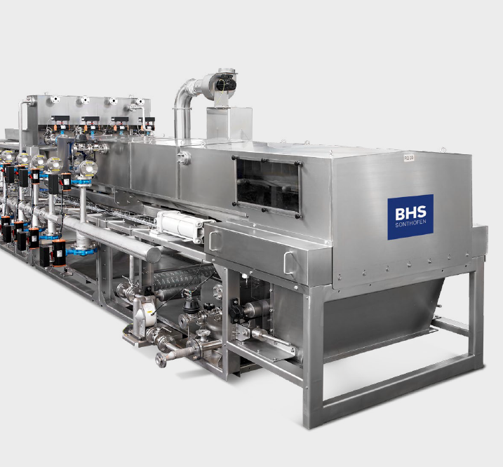 Stainless steel BHS belt filter with BHS logo on the housing, filtration technologies for U.S. industry